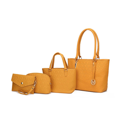 by Mia K. Marimar Women'S Tote Bag with Pouch and Wristlet, Signature 4 Piece Set - Black
