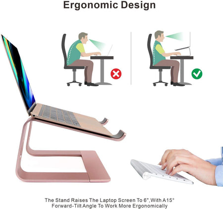 Laptop Stand, Ergonomic Aluminum Laptop Mount Computer Stand, Detachable Laptop Riser,Notebook Holder Stand Compatible with Macbook Pro/Air HP Lenovo Samsung Huawei ,All 10-17.3" Laptops(Rose Gold)