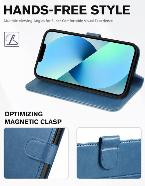 Load image into Gallery viewer, Case for Iphone 13 Wallet Case 5G, RFID Blocking Card Slot Holder [TPU Interior Protective Case], Magnetic Folio PU Leather Stand Flip Cover Compatible with Iphone 13 6.1" 2021, Lake Blue
