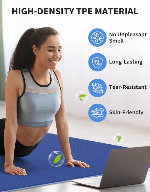 Load image into Gallery viewer, Large Yoga Mat (6'X 4'), Extra Wide Workout Mat for Men and Women, 1/3 &amp;1/4 Thick Exercise Fitness TPE Mat for Home Gym, Yoga, Pilates, Workout
