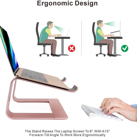 Laptop Stand, Ergonomic Aluminum Laptop Mount Computer Stand, Detachable Laptop Riser，Notebook Holder Stand Compatible with Macbook Pro/Air HP Lenovo Samsung Huawei ，All 10-17.3" Laptops(Rose Gold)