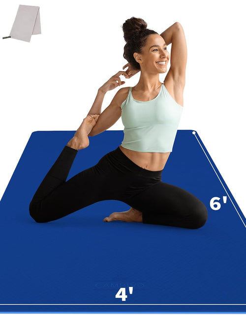 Load image into Gallery viewer, Large Yoga Mat (6'X 4'), Extra Wide Workout Mat for Men and Women, 1/3 &amp;1/4 Thick Exercise Fitness TPE Mat for Home Gym, Yoga, Pilates, Workout
