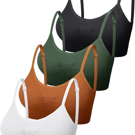 4 Pieces Bralette Neck Cami Bra Wireless Tank Top Bra Sports Bra for Women Girls