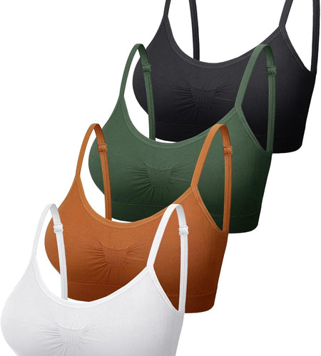 4 Pieces Bralette Neck Cami Bra Wireless Tank Top Bra Sports Bra for Women Girls