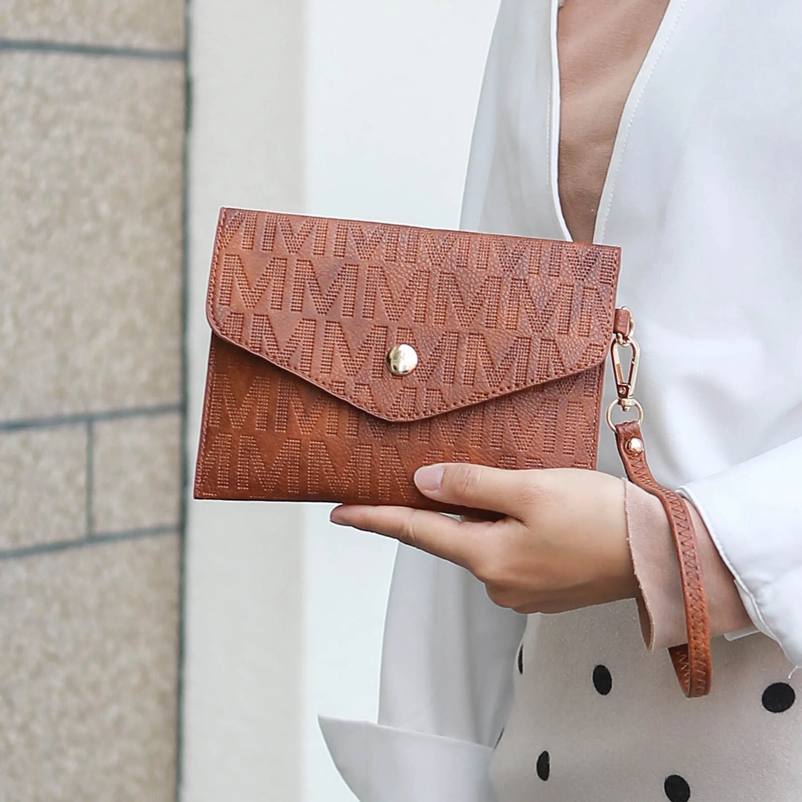 by Mia K. Marimar Women'S Tote Bag with Pouch and Wristlet, Signature 4 Piece Set - Black