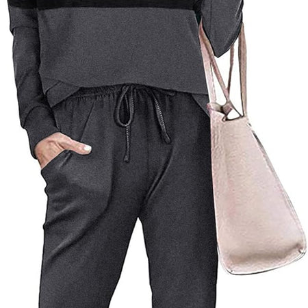 Women'S Color Block 2 Piece Tracksuit Crewneck Long Sleeve Tops Long Sweatpants Outfits Lounge Sets