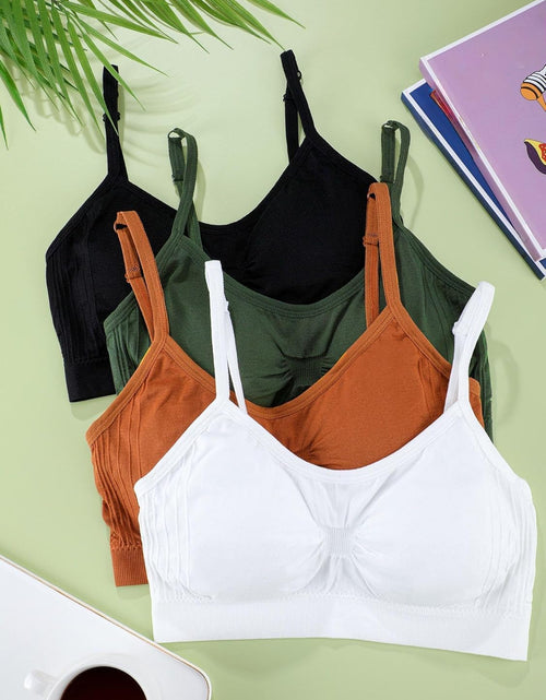 Load image into Gallery viewer, 4 Pieces Bralette Neck Cami Bra Wireless Tank Top Bra Sports Bra for Women Girls
