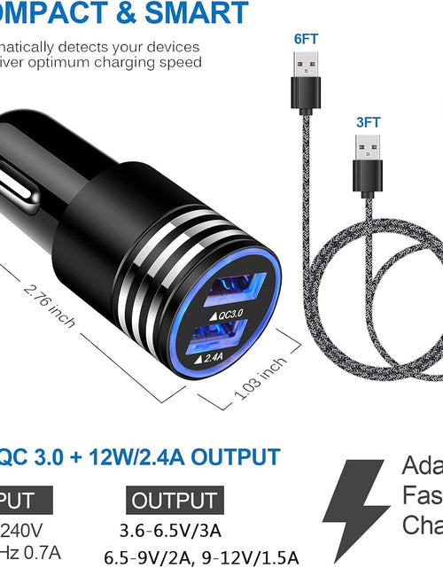 Load image into Gallery viewer, Type C Charger Fast Charger for Samsung Galaxy S23 S22 S21 S20 A53 A13 A12 A32 A52 A51,LG Stylo 6 5,Moto G Pure/G Power/G Stylus/G Play,Quick Charge 3.0 Car Charger Wall Adapter +3FT 6FT USB C Cable
