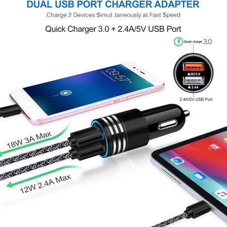 Type C Charger Fast Charger for Samsung Galaxy S23 S22 S21 S20 A53 A13 A12 A32 A52 A51,LG Stylo 6 5,Moto G Pure/G Power/G Stylus/G Play,Quick Charge 3.0 Car Charger Wall Adapter +3FT 6FT USB C Cable