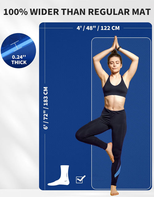 Load image into Gallery viewer, Large Yoga Mat (6'X 4'), Extra Wide Workout Mat for Men and Women, 1/3 &amp;1/4 Thick Exercise Fitness TPE Mat for Home Gym, Yoga, Pilates, Workout
