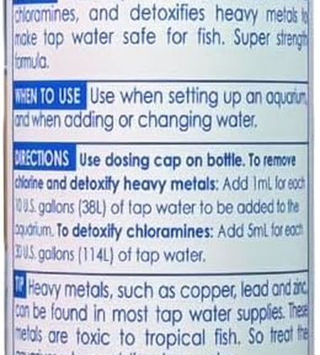 TAP Water Conditioner, Instantly Neutralizes Chlorine, Chloramines and Other Chemicals to Make Tap Water Safe for Fish, Highly Concentrated, Use When Adding or Changing Water and When Adding Fish