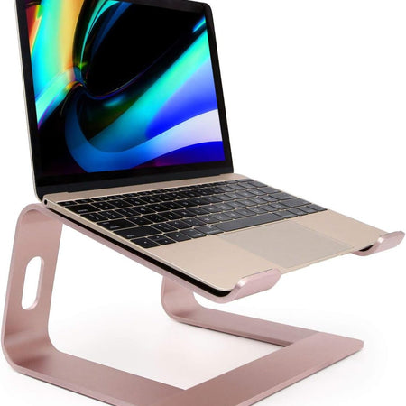 Laptop Stand, Ergonomic Aluminum Laptop Mount Computer Stand, Detachable Laptop Riser，Notebook Holder Stand Compatible with Macbook Pro/Air HP Lenovo Samsung Huawei ，All 10-17.3" Laptops(Rose Gold)