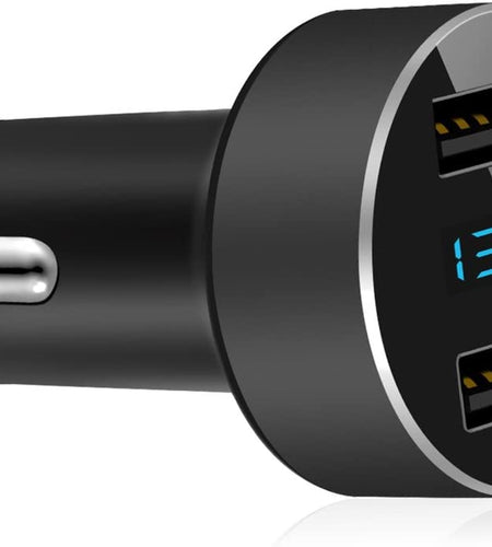 Dual USB Car Charger, 4.8A Output, 12/24 Volt USB Adapter Plug for Cigarette Lighter Voltage Meter, Compatible with Iphone,Ipad, Samsung Galaxy, LG, Google, Black