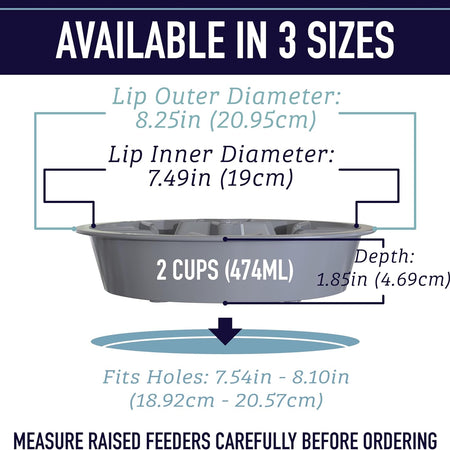 Slow Feeder Dog Bowls - Cup Maze Puzzle Food Bowl with Feeder Holes, Fits into Elevated Pet Feeders - Slow Eating for Large, Medium & Small Sized Breeds (2 Cup - 7.5-8 Inch Feeder Holes)