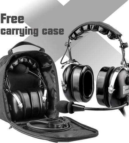 Aviation Headset for Pilots, Aviation Headset with Comfort Ear Seals, 24Db Noise Cancelling, MP3 Support and Carrying Case