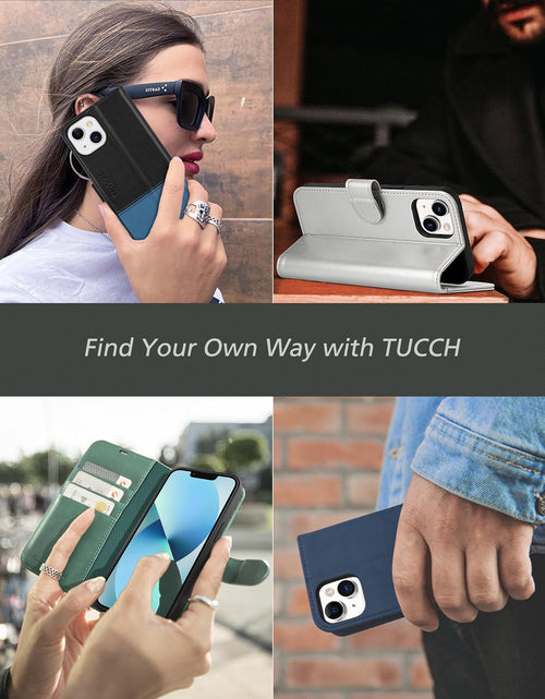 Load image into Gallery viewer, Case for Iphone 13 Wallet Case 5G, RFID Blocking Card Slot Holder [TPU Interior Protective Case], Magnetic Folio PU Leather Stand Flip Cover Compatible with Iphone 13 6.1" 2021, Lake Blue
