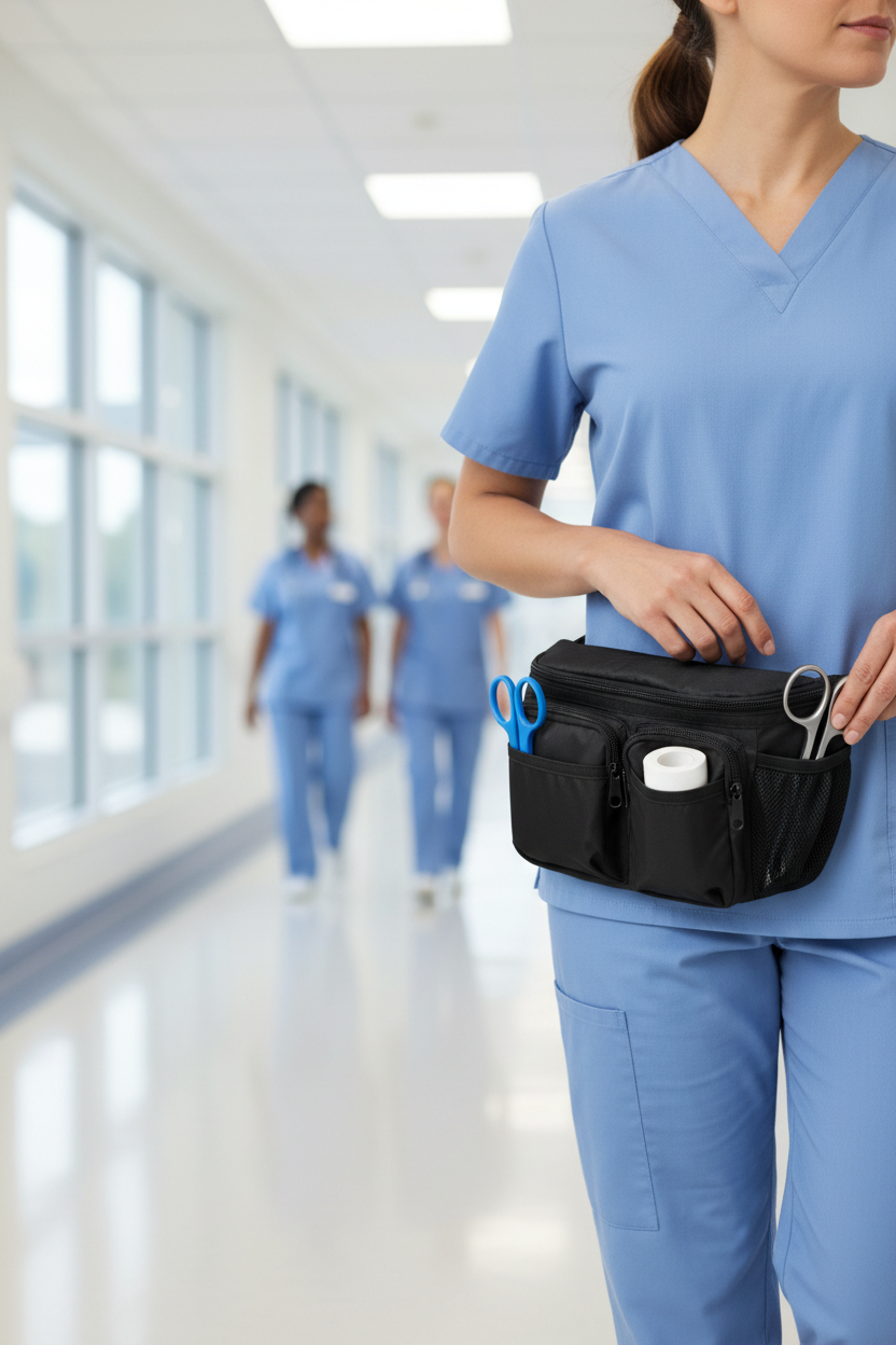 Nurse wearing nursing fanny pack